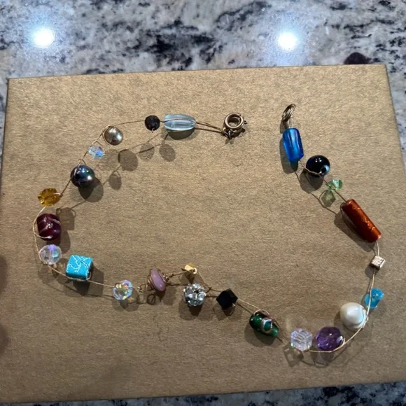 Multicolor Beaded Wire Necklace - Picture 7 of 7